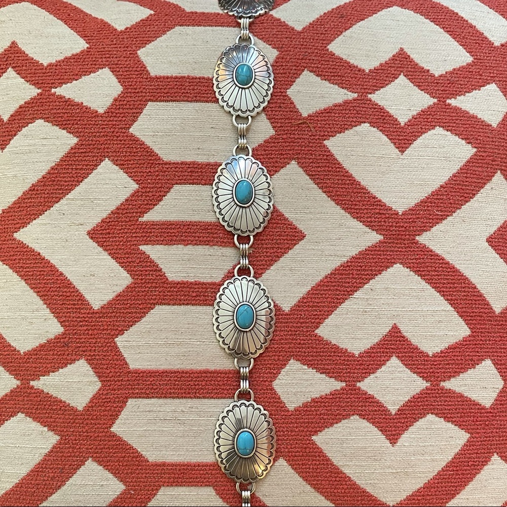 Faux Silver/Nickel and Faux turquoise Native American belt